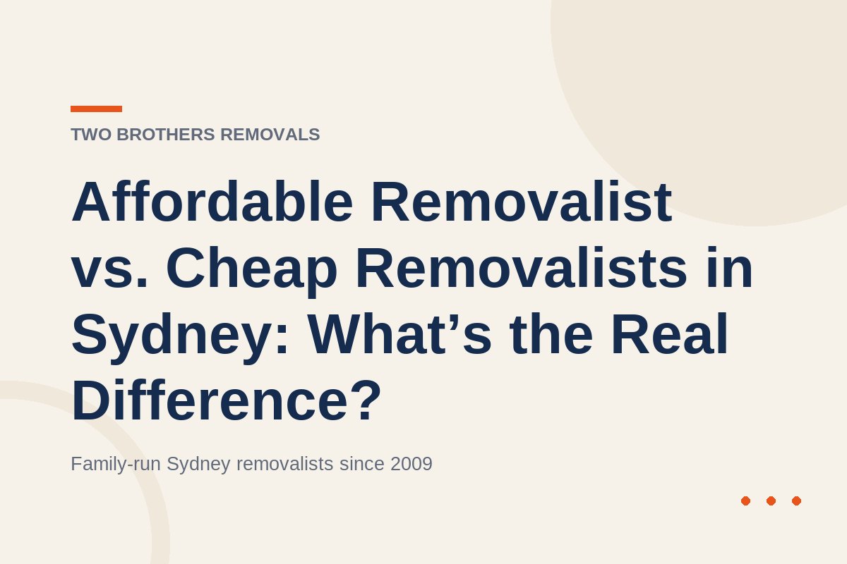 Affordable Removalist vs. Cheap Removalists in Sydney: What’s the Real Difference? — Two Brothers Removals