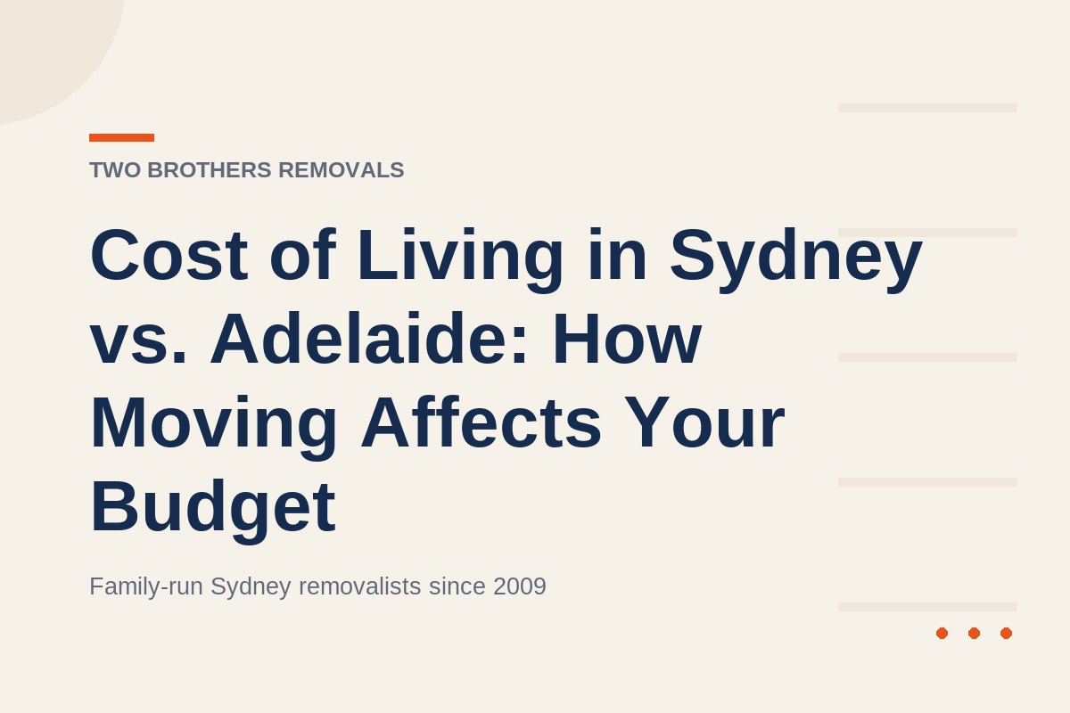 Cost of Living in Sydney vs. Adelaide: How Moving Affects Your Budget — Two Brothers Removals