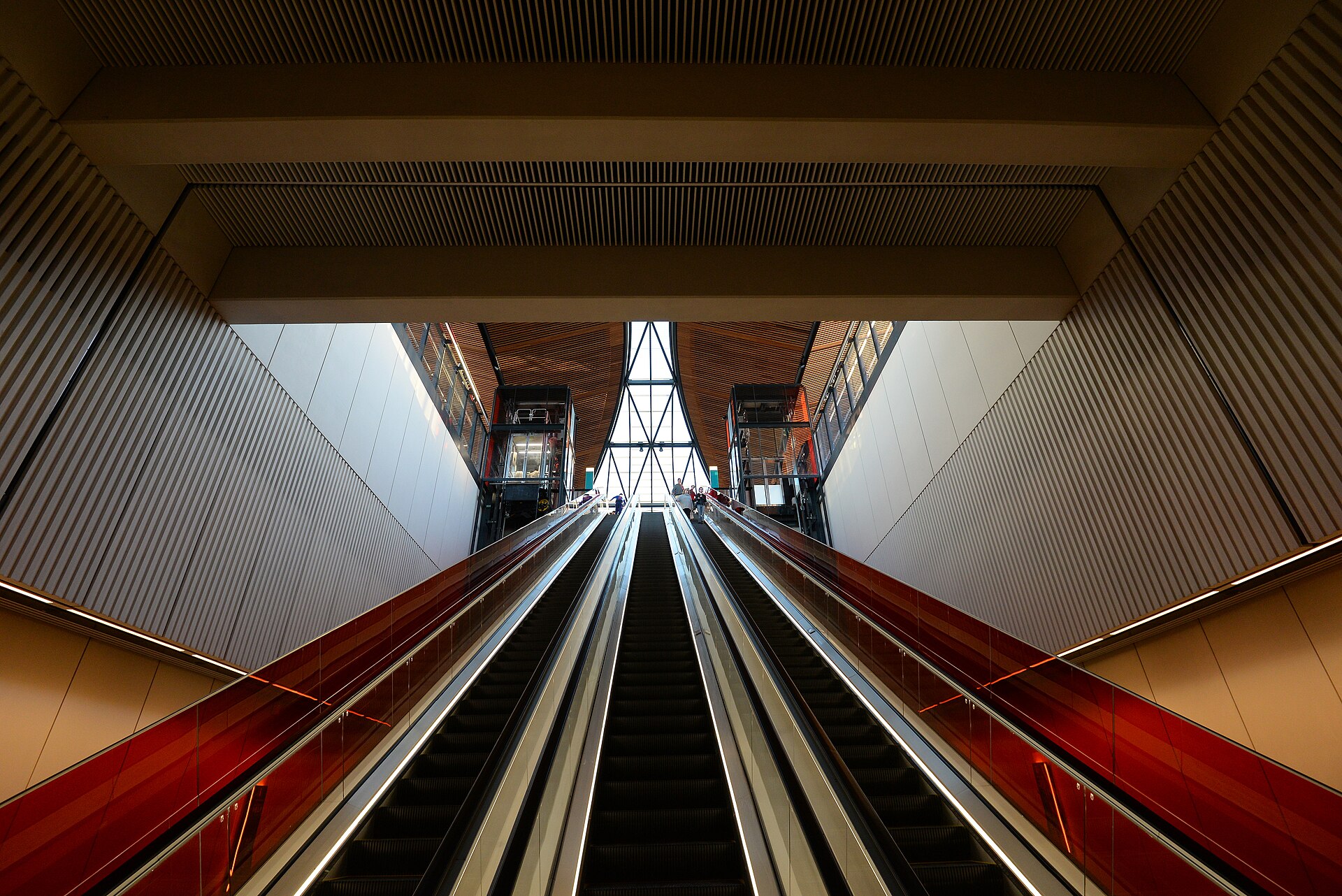 Escalators and concourse inside Castle Hill Metro station