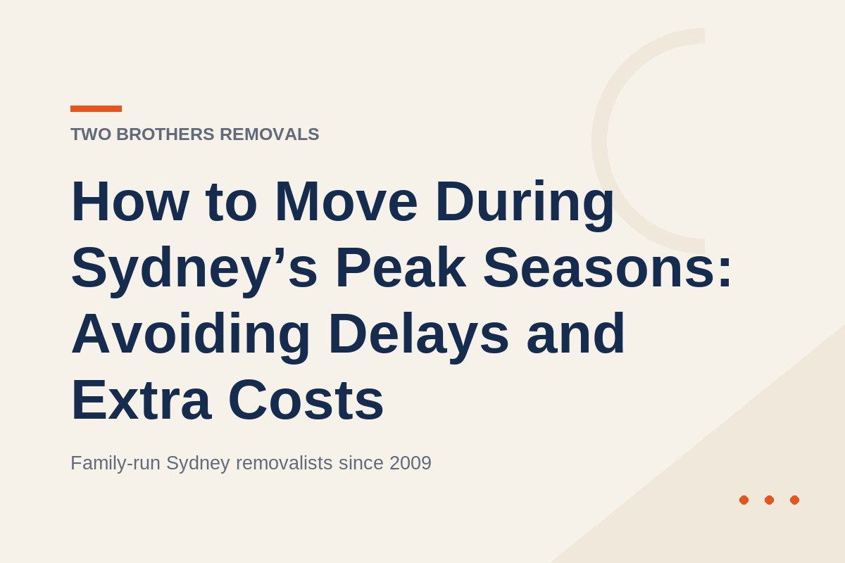How to Move During Sydney’s Peak Seasons: Avoiding Delays and Extra Costs — Two Brothers Removals