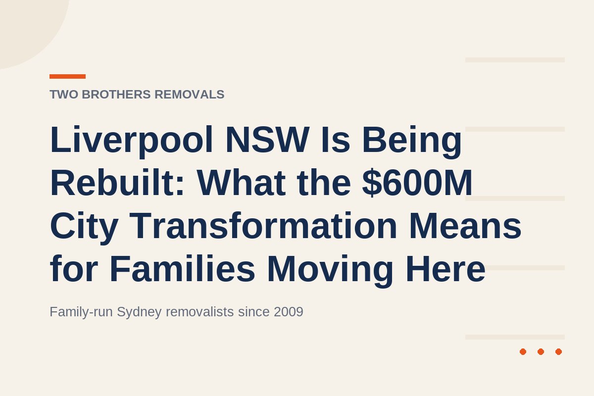 Liverpool NSW Is Being Rebuilt: What the $600M City Transformation Means for Families Moving Here — Two Brothers Removals