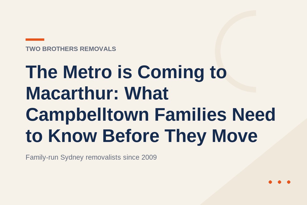 The Metro is Coming to Macarthur: What Campbelltown Families Need to Know Before They Move — Two Brothers Removals