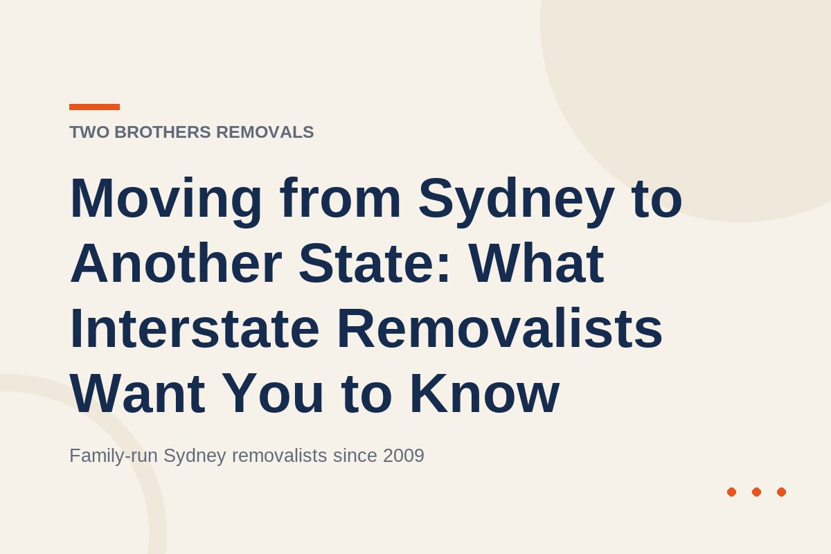 Moving from Sydney to Another State: What Interstate Removalists Want You to Know — Two Brothers Removals