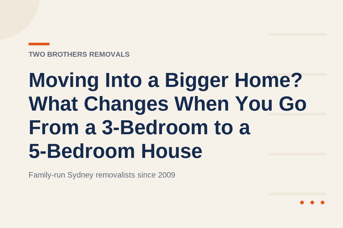 Moving Into a Bigger Home? What Changes When You Go From a 3-Bedroom to a 5-Bedroom House — Two Brothers Removals guide