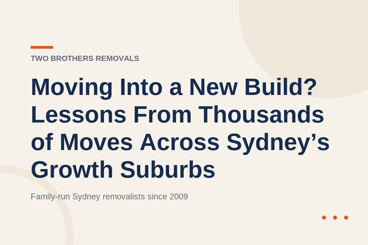 Moving Into a New Build? Lessons From Thousands of Moves Across Sydney’s Growth Suburbs — Two Brothers Removals guide