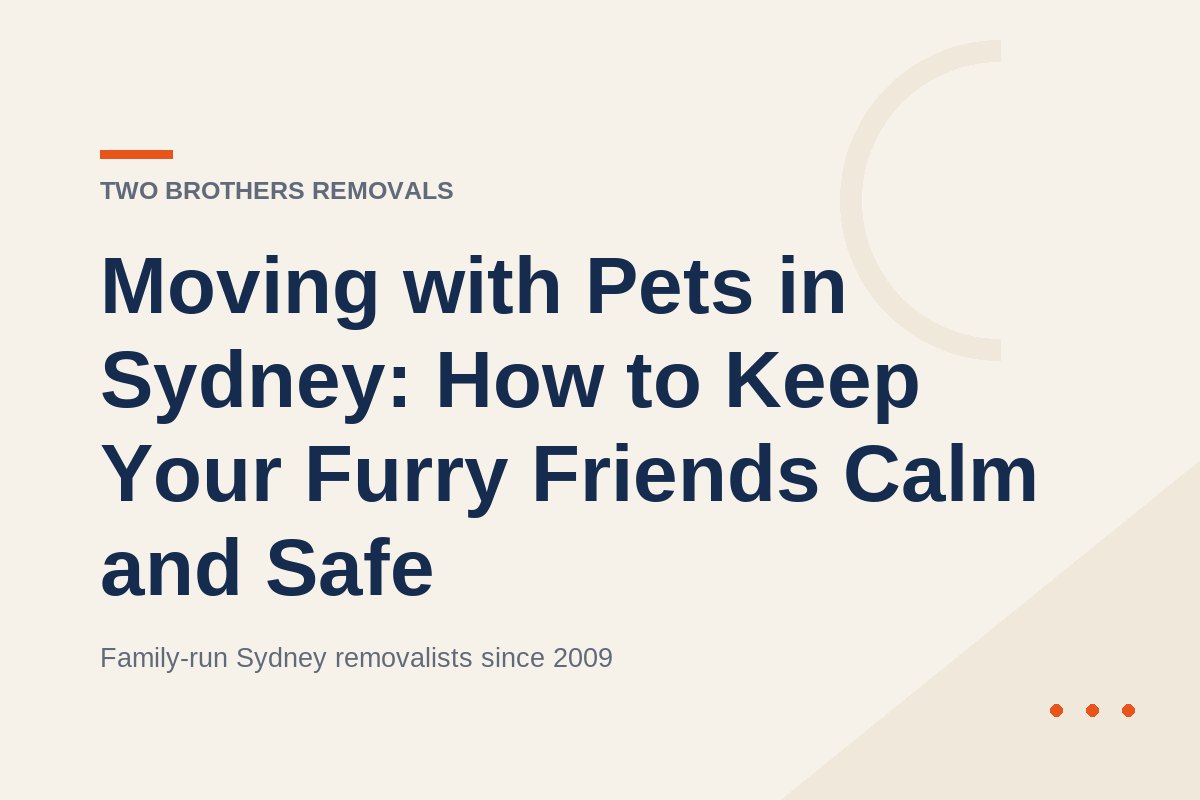 Moving with Pets in Sydney: How to Keep Your Furry Friends Calm and Safe — Two Brothers Removals