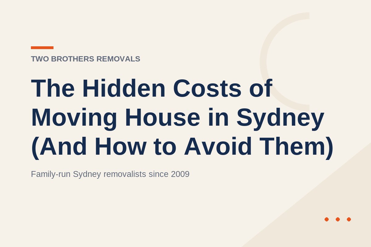 The Hidden Costs of Moving House in Sydney (And How to Avoid Them) — Two Brothers Removals
