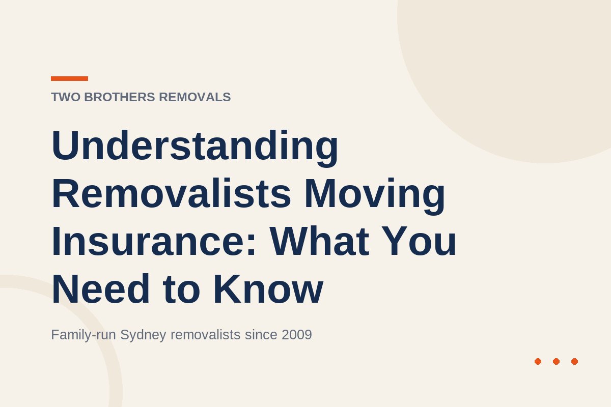 Understanding Removalists Moving Insurance: What You Need to Know — Two Brothers Removals guide