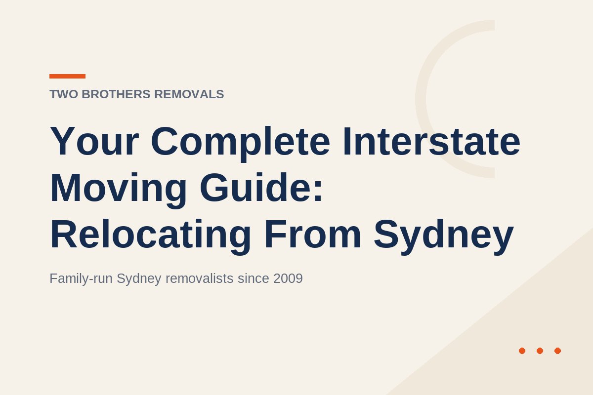Your Complete Interstate Moving Guide: Relocating From Sydney — Two Brothers Removals